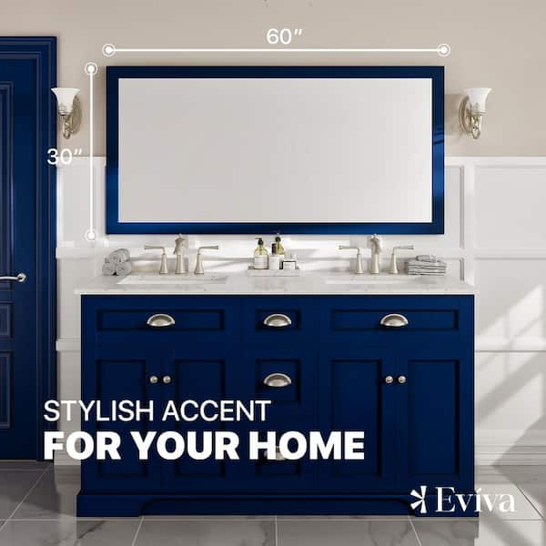 Eviva Acclaim 24 in. W x 30 in. H Rectangular Framed Wall Bathroom Vanity Mirror in Blue