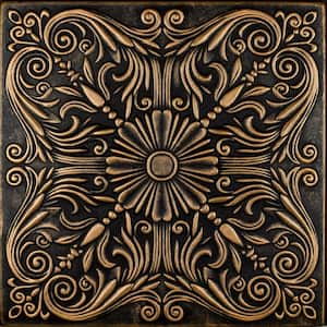 Spanish Silver Black Gold 1.6 ft. x 1.6 ft. Decorative Foam Glue Up Ceiling Tile (21.6 sq. ft./case)