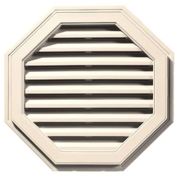 Builders Edge 27 in. x 27 in. Octagon Beige/Bisque Plastic Built-in Screen Gable Louver Vent