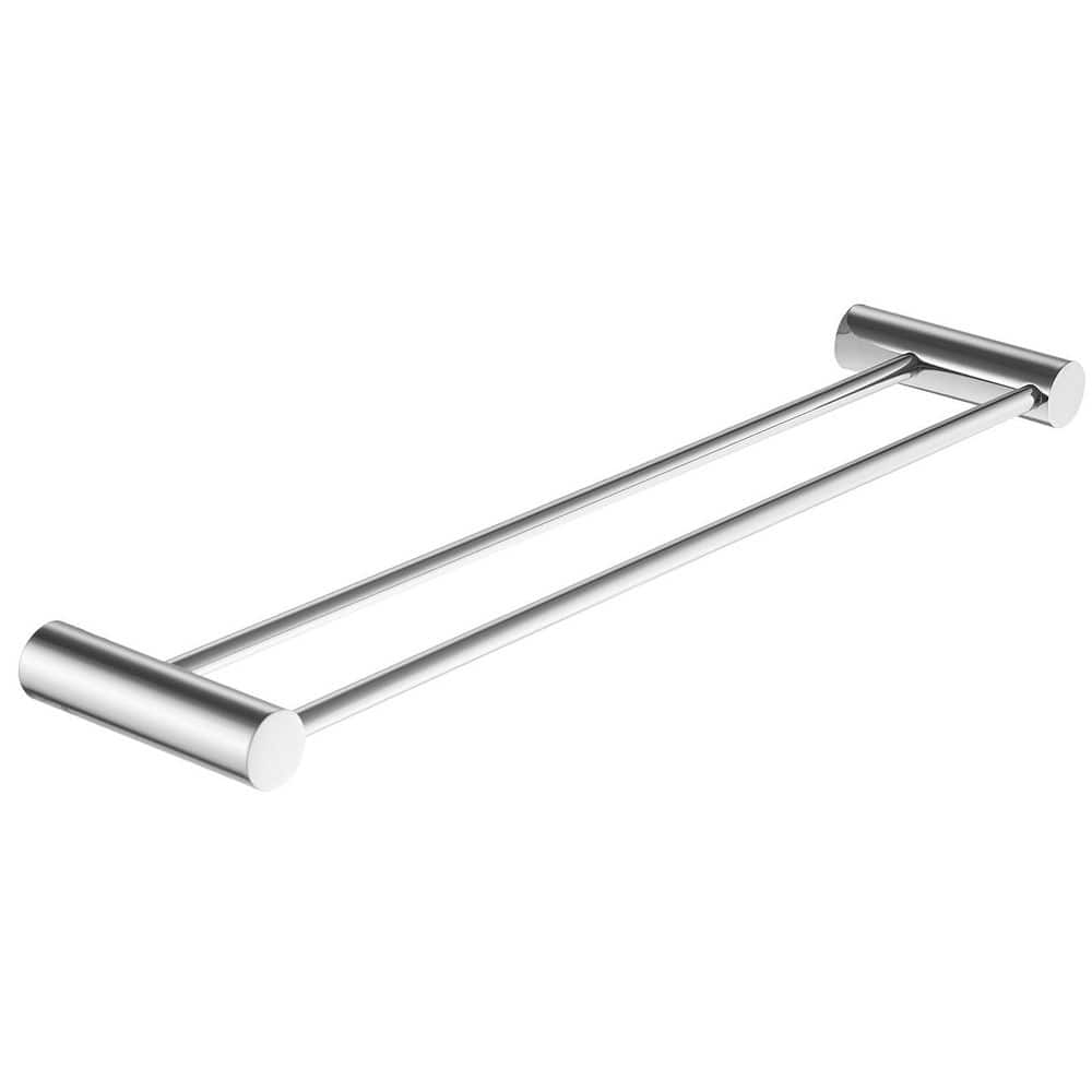 24 in. Modern Wall Mounted Double Bathroom Towel Bar Holder Rack Bath Accessories Hanger in Polished Chrome price history on PriceWatchPro