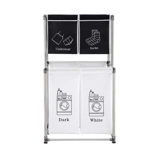 Tatahance Black-White Fabric Laundry Basket with 4-Removable Bags
