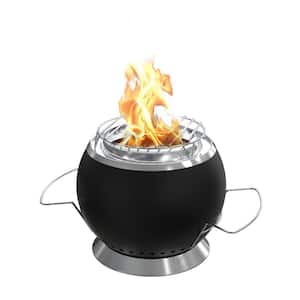 Mini 10 in. Tabletop Fire Pit Smokeless Outdoor Fire Pit Fueled by Wood Pellets or Fire Starters with Grill top Black