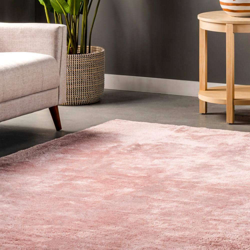 Loni Pink 3' x 5' Machine Washable Solid Shag Area Rug