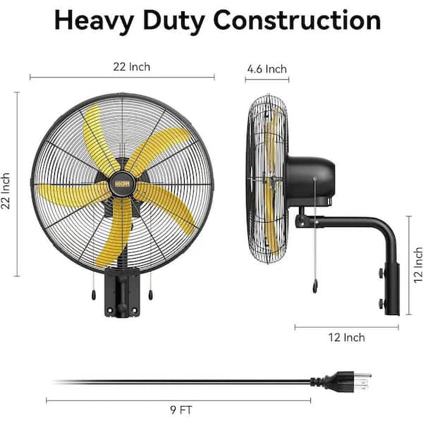 Atemomen 20 in. Oscillating Wall Fan, 4800 CFM High Velocity