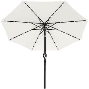 10 ft. Solar Powered Push Button Til Adjustment Patio Cantilever Umbrella with 32 LED Lights in Cream