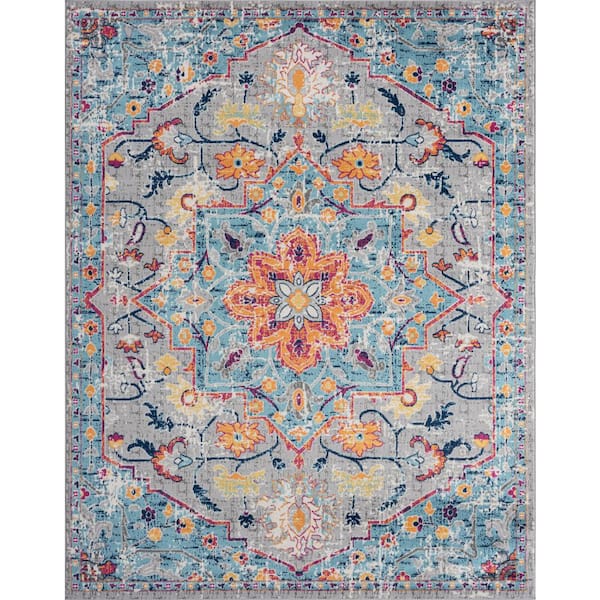 Tayse Rugs Dynamic Medallion Gray 5 ft. x 8 ft. Indoor Area Rug