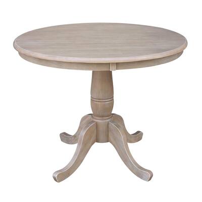 36 in. Round Weathered Taupe Gray Solid Wood Dining Table