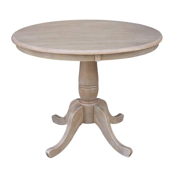 International Concepts 36 in. Round Weathered Taupe Gray Solid Wood Dining Table