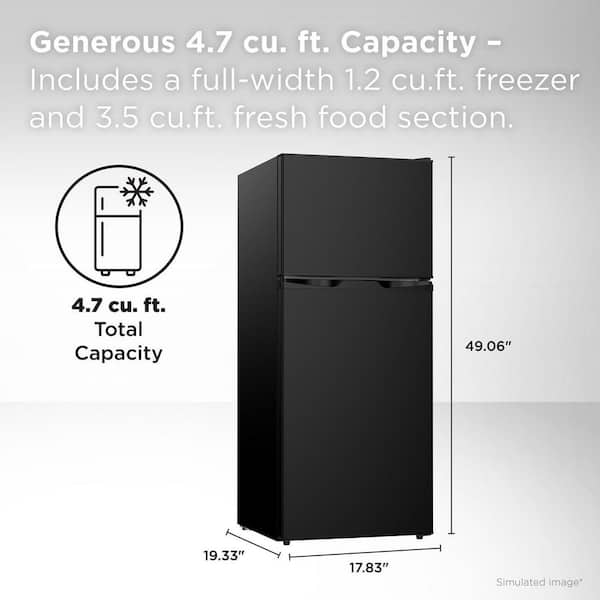 TCL 4.7 cu. ft. 2-Door Mini Refrigerator in Black with Top Freezer