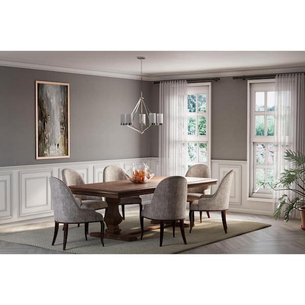 Elevate Collection 5-Light Polished Chrome Etched White Glass Mid-Century Modern Chandelier Light