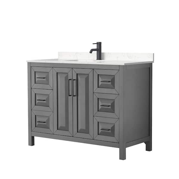 Wyndham Collection Daria 48 in. W x 22 in. D x 35.75 in. H Single Bath Vanity in Dark Gray with Carrara Cultured Marble Top