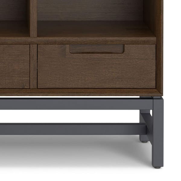 Banting 58 in. Tall Walnut Brown SOLID HARD WOOD 9-Shelf 9 Cube Bookcase with Drawers