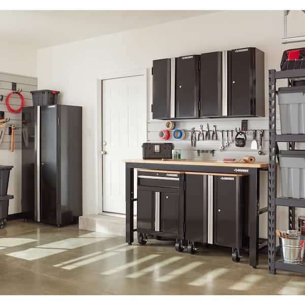 Husky - 45 Gal. Latch and Stack Tote with Wheels in Black