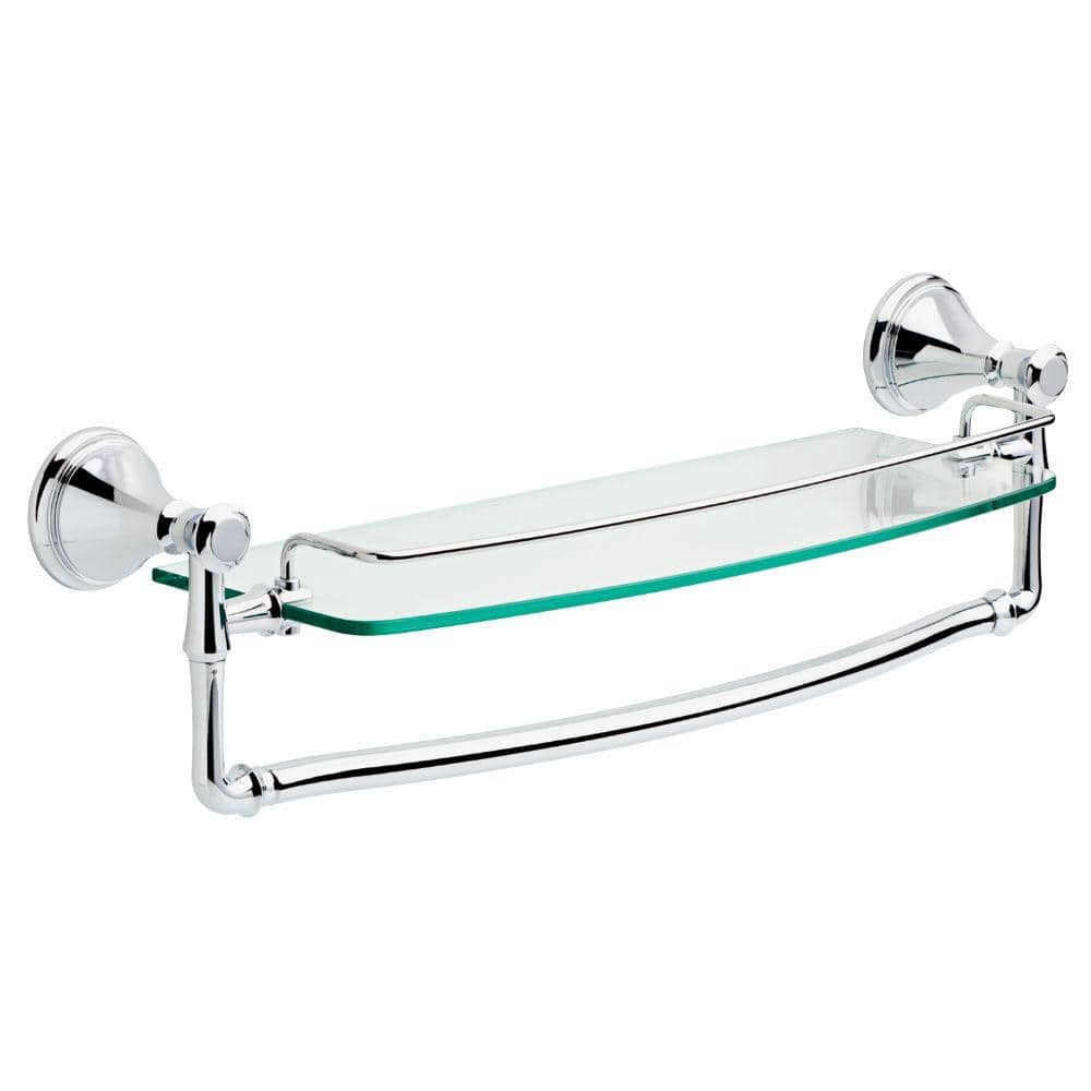 Delta Cassidy 18 in. Glass Shelf with Towel Bar in Polished Chrome 79710  The Home Depot