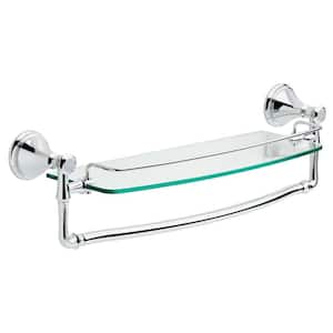 Cassidy 18 in. Glass Shelf with Towel Bar in Polished Chrome