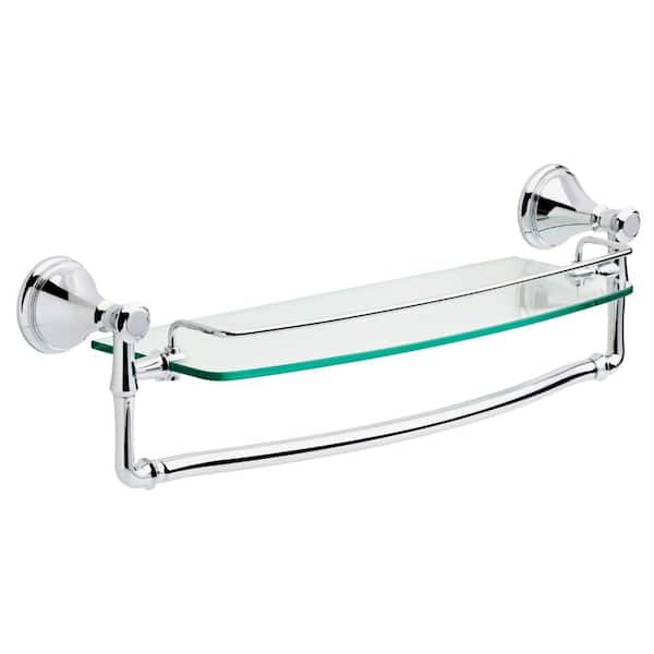 Delta Cassidy 18 in. Glass Shelf with Towel Bar in Polished Chrome