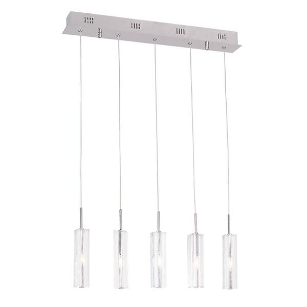Transglobe 5-Light Polished Chrome Interior Pendant with Crystal