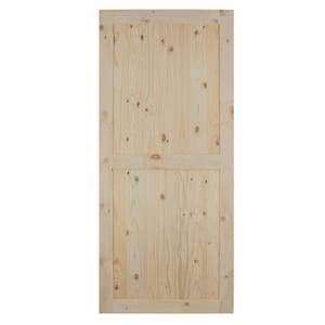 Expressions 37 in. x 84 in. Solid Unfinished Natural 2-Panel Wood Pine Barn Door Slab