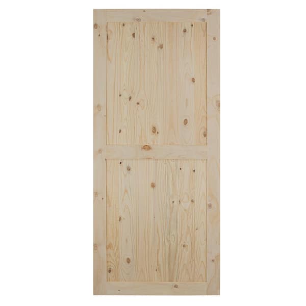 EVERMARK Expressions 37 in. x 84 in. Solid Unfinished Natural 2-Panel Wood Pine Barn Door Slab