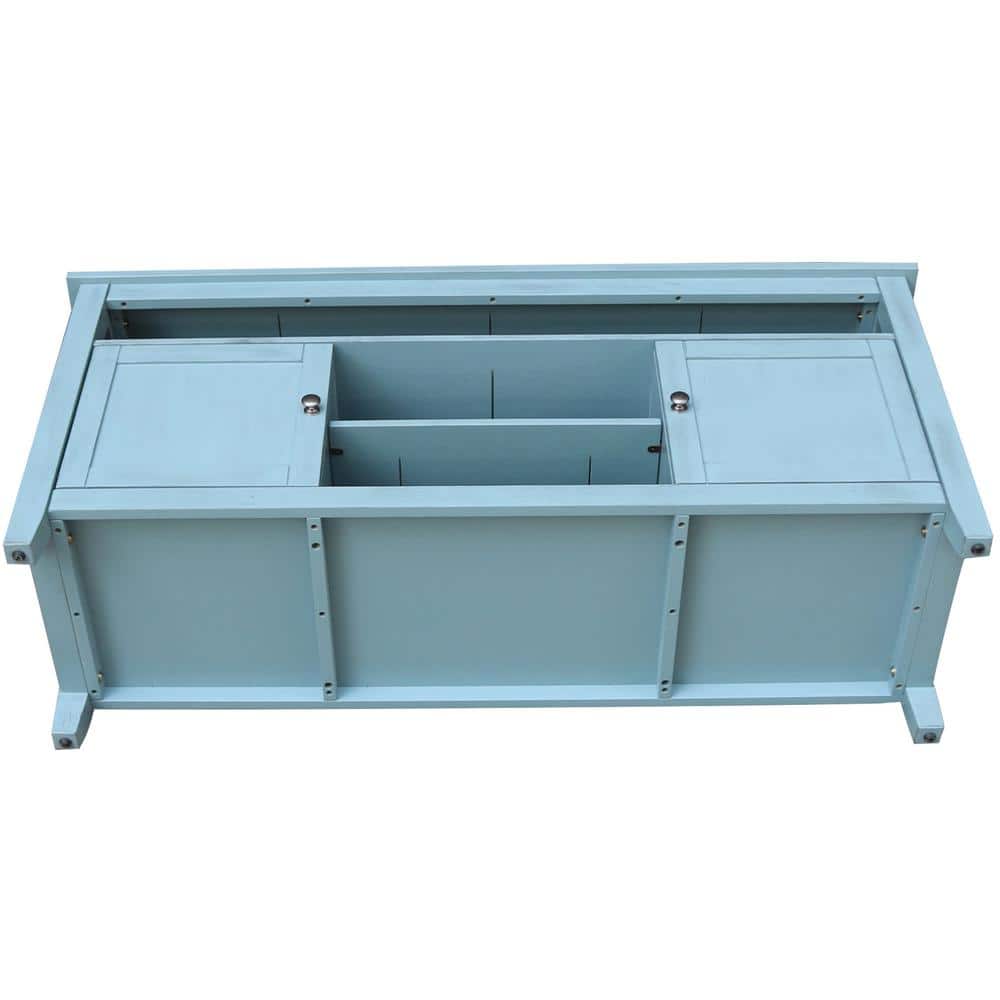 Ocean Blue Solid Wood 60" Entertainment TV Stand with Cabinet