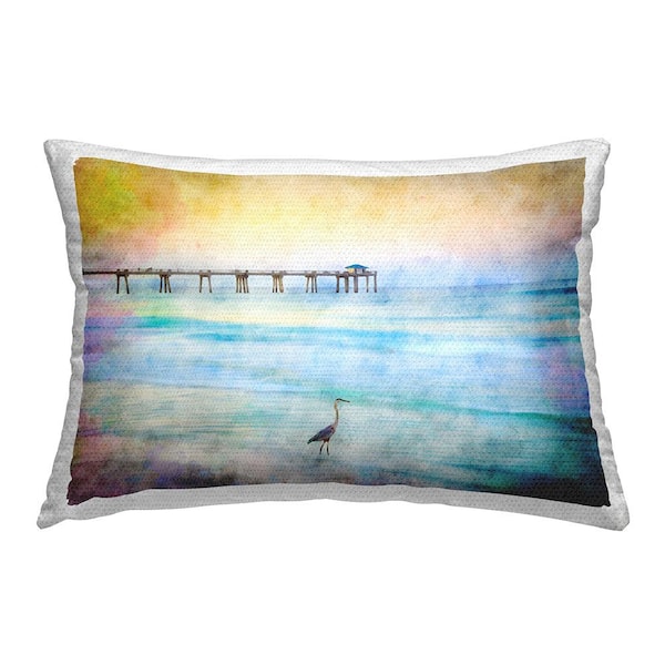 Stupell Industries Coastal Pier Abstraction Multi-Color Rectangular Outdoor Throw Pillow