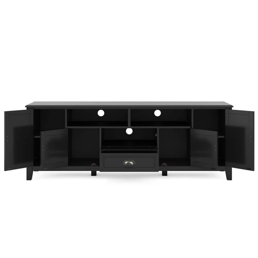Burlington Black Solid Wood 72" TV Media Stand with Cabinets