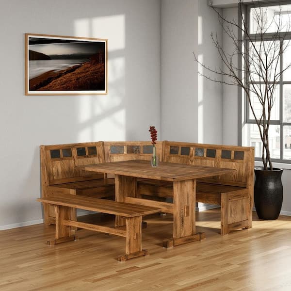 Marv 4-Piece Rectangle Brown Wood Top Trestle Dining Table Set Seats 4