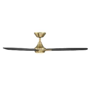 Blitzen 54 in. Integrated LED Indoor/Outdoor Soft Brass/Matte Black 3-Blade Smart Ceiling Fan with 3000K and Remote