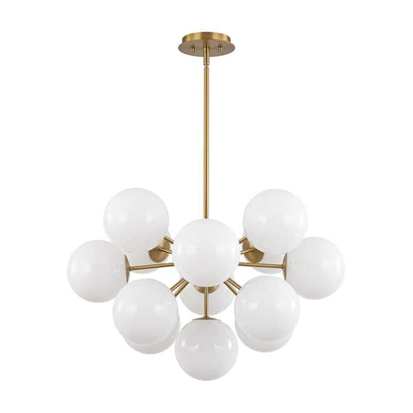 HUOKU Carla 13-Light 23.6 in. W Brushed Gold Modern Chandelier