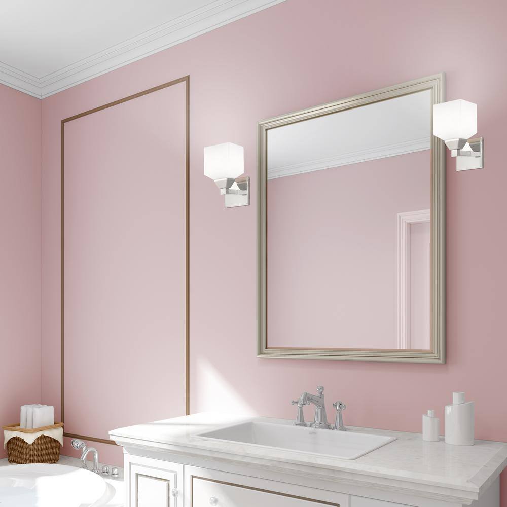 Aragon Polished Chrome 1-Light Sconce with Satin Opal White Glass