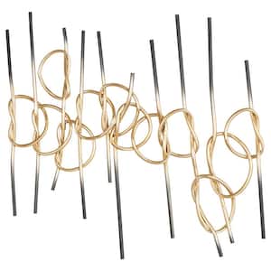 Metal Gold Knotted Ombre Geometric Wall Decor with Black Ends