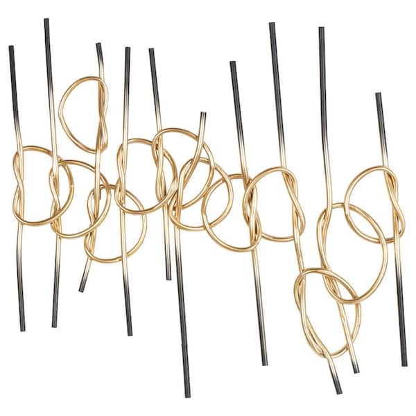 Litton Lane Metal Gold Knotted Ombre Geometric Wall Decor with Black Ends