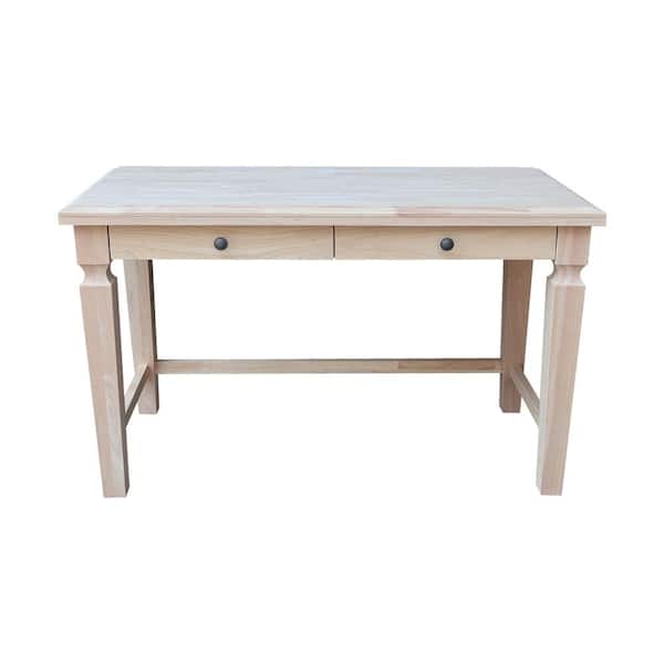 International Concepts 48 in. Rectangular Vista Unfinished Solid Wood 2-Drawer Desk