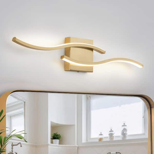 EDISLIVE Jerico 23.5 in. 2-Light 3000K Integrated LED Gold Modern Vanity Light with Spiral Design