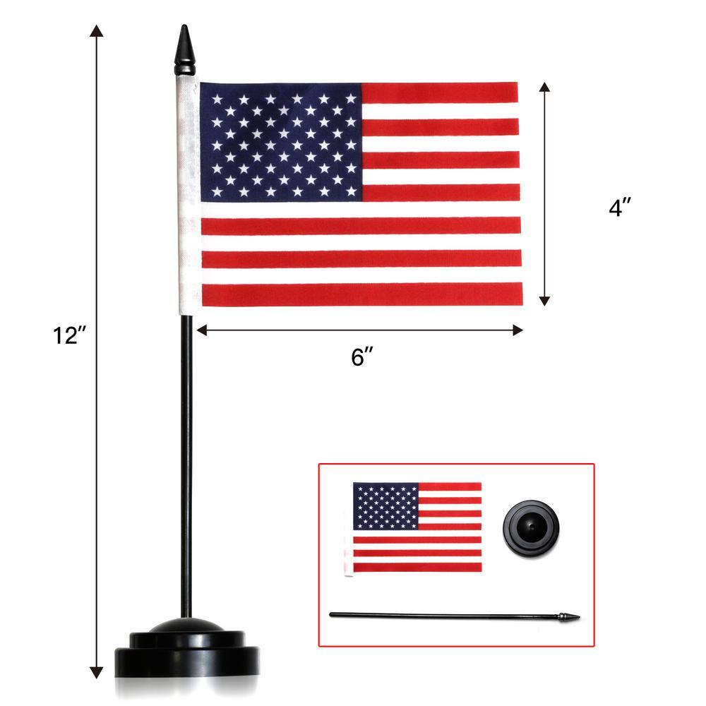 Patriotic Mini American Flag with Black Pole and Base