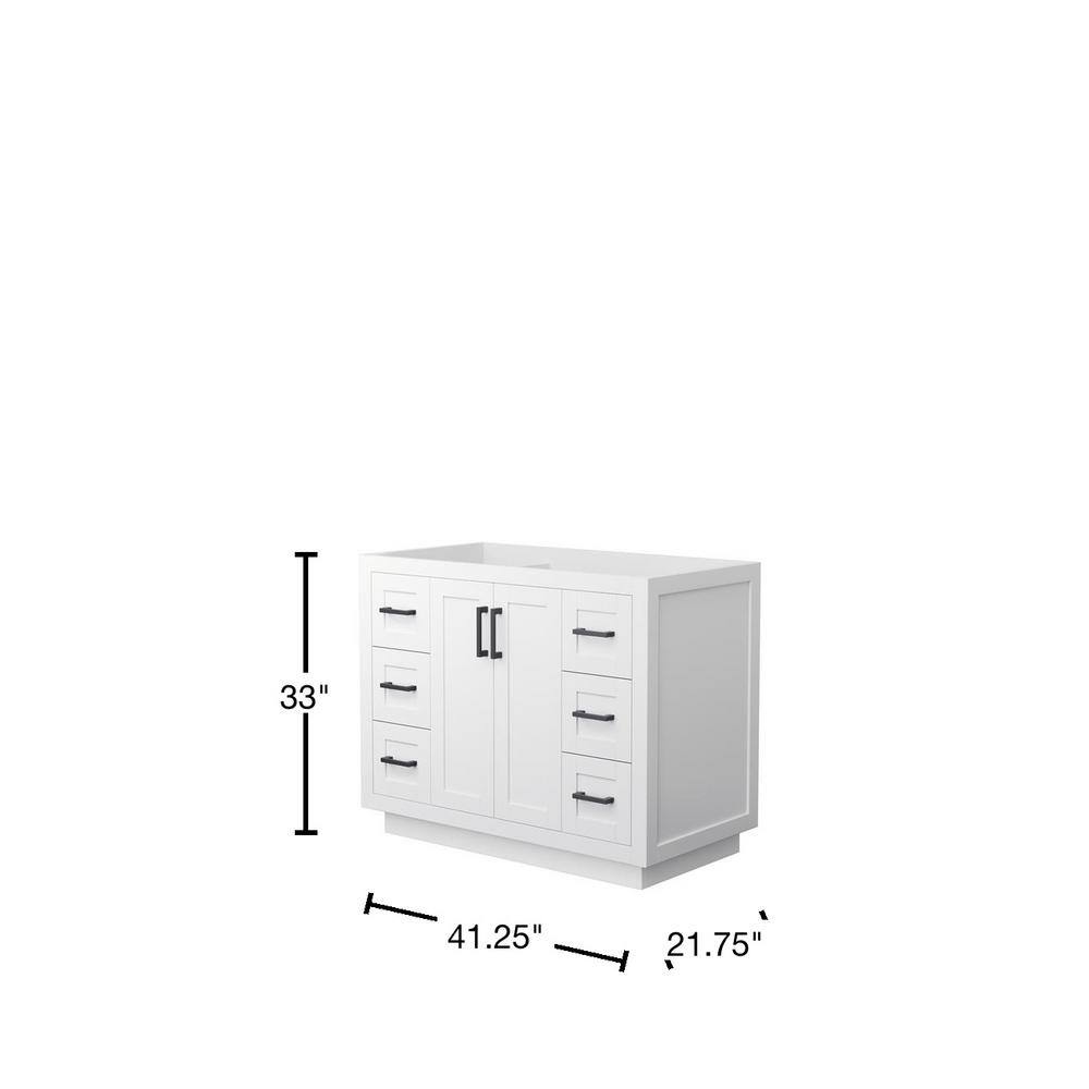 Miranda 42-Inch White and Matte Black Freestanding Single Bathroom Vanity