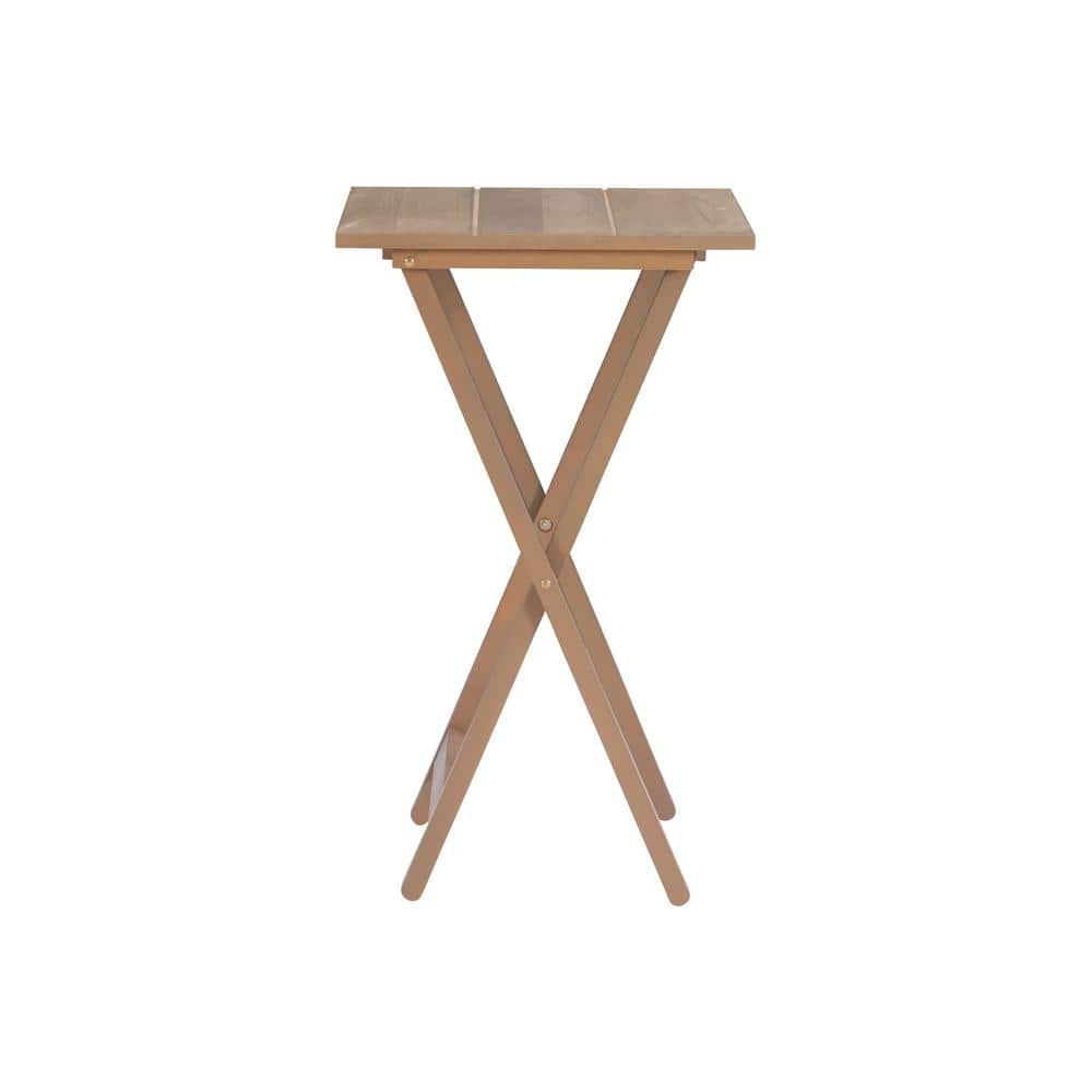 Elegant Gray Acacia 4-Piece Tray Table Set with Stand