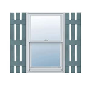 12 in. W x 55 in. H Vinyl Exterior Spaced Board and Batten Shutters Pair in Wedgewood Blue