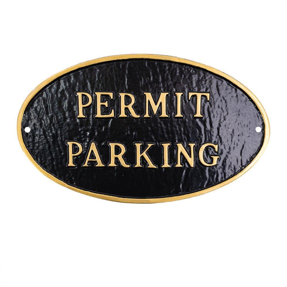 "10"" x 18"" Large Oval Permit Parking Statement Plaque Sign - Black/Gold" product image for price tracking