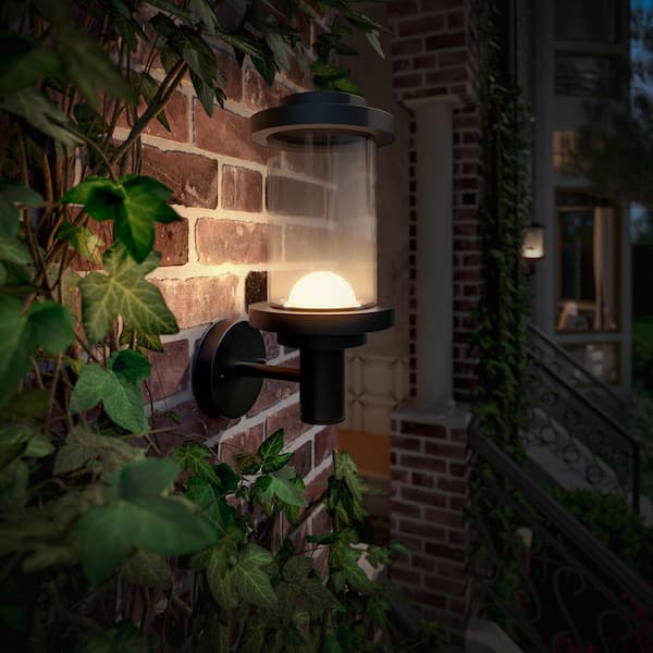 Outdoor Black Hardwired Outdoor Wall Light Cylinder Sconce with Integrated LED Bright White (3000K) (1-Pack)
