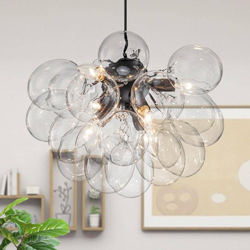 GoYeel Bublume 6-Light Black Modern/Contemporary Clear Glass Globe