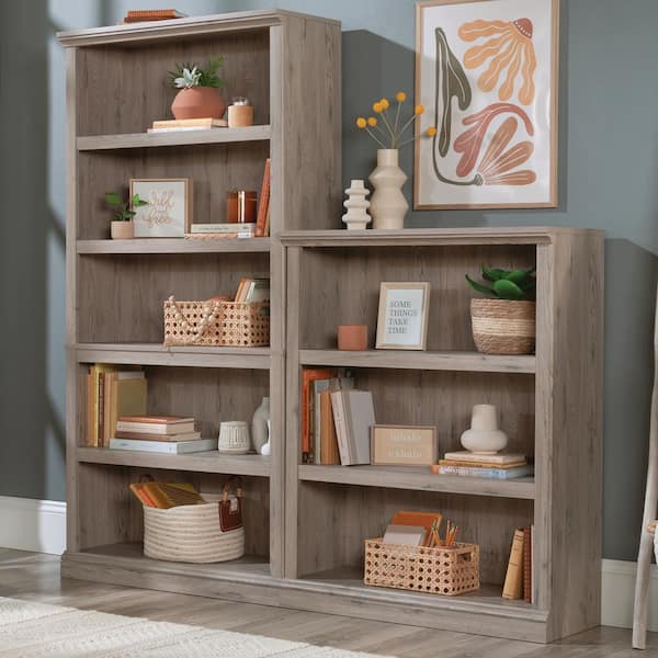 [値下げ] ROSETKYRA スモークオーク シェルフ SAUDER 35.276 in. Wide Laurel Oak 5-Shelf Standard Bookcase 434823