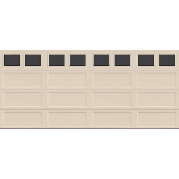 Clopay Bridgeport Steel Extended Panel 16ft. X 7ft. Insulated 6.3 R-Value Almond Garage Door with plain windows