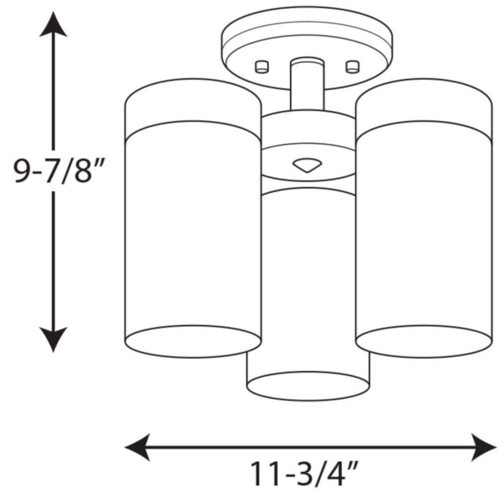 Polished Chrome 3-Light Glass Semi-Flush Mount