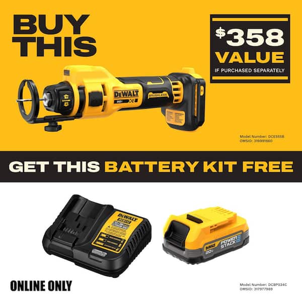 XR 20V Lithium-Ion Cordless Rotary Drywall Cut-Out Tool (Tool Only)