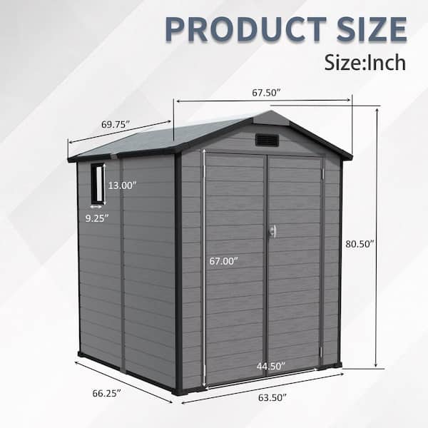 6 ft. W x 6 ft. D Plastic Shed Lockable Resin Tool Shed with