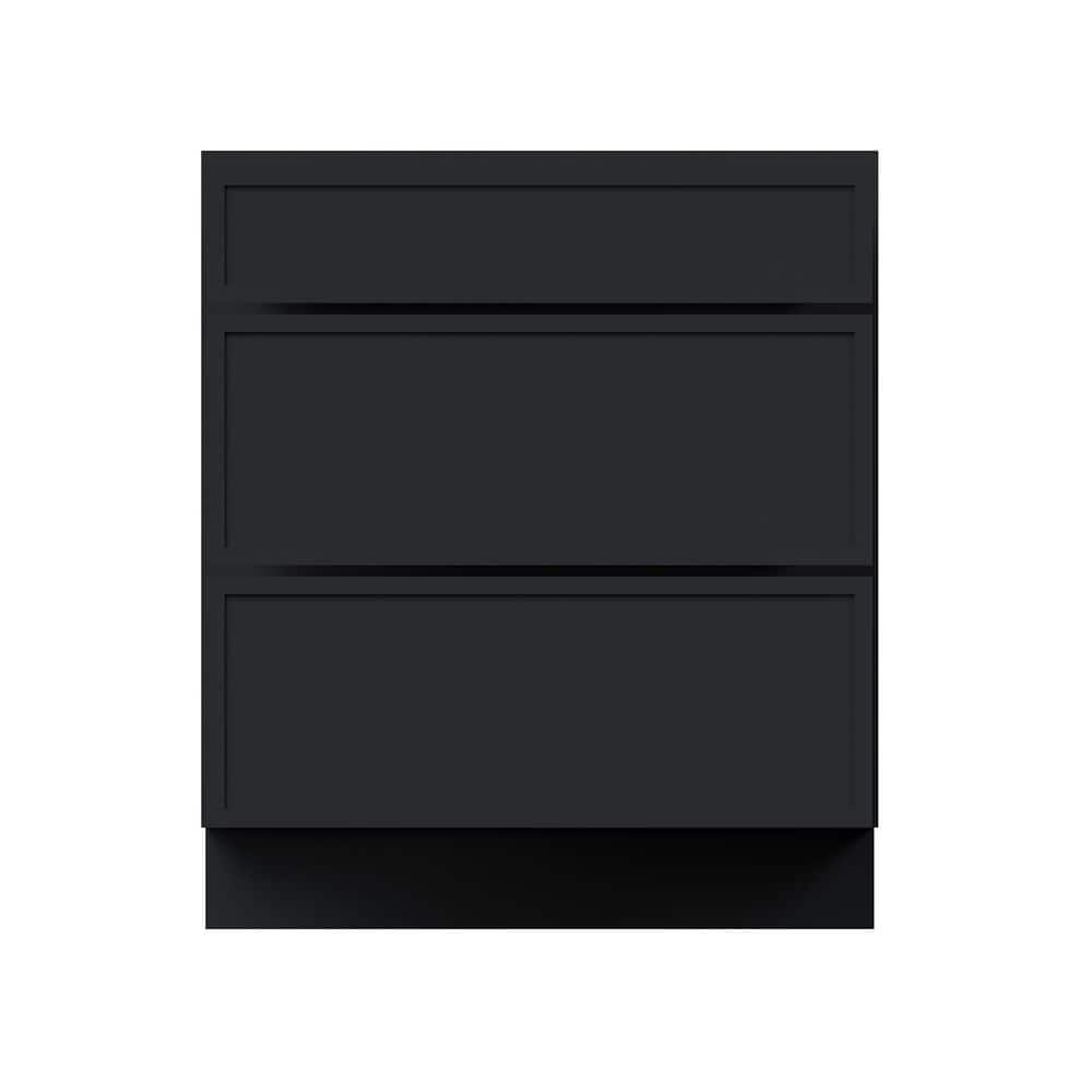 30 in. W x 24 in. D x 34.5 in. H RTA Solid Wood Frame Shaker Kitchen Cabinet in Ebony Black with Drawers price history on PriceWatchPro
