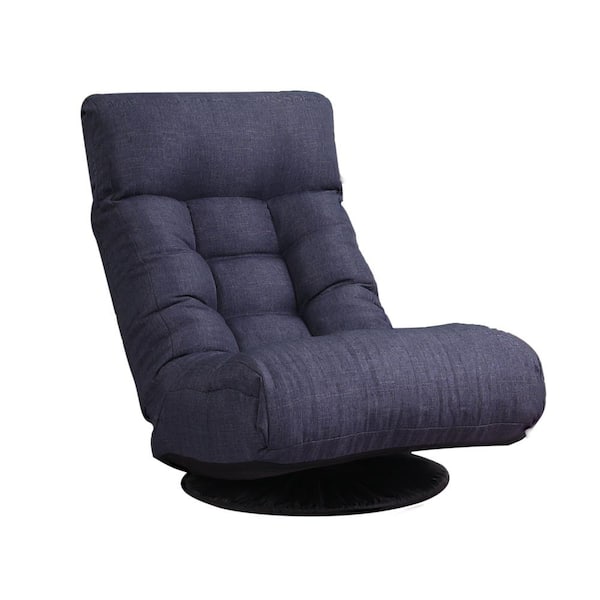 Siavonce Navy Blue Fabric Swivel Recliner