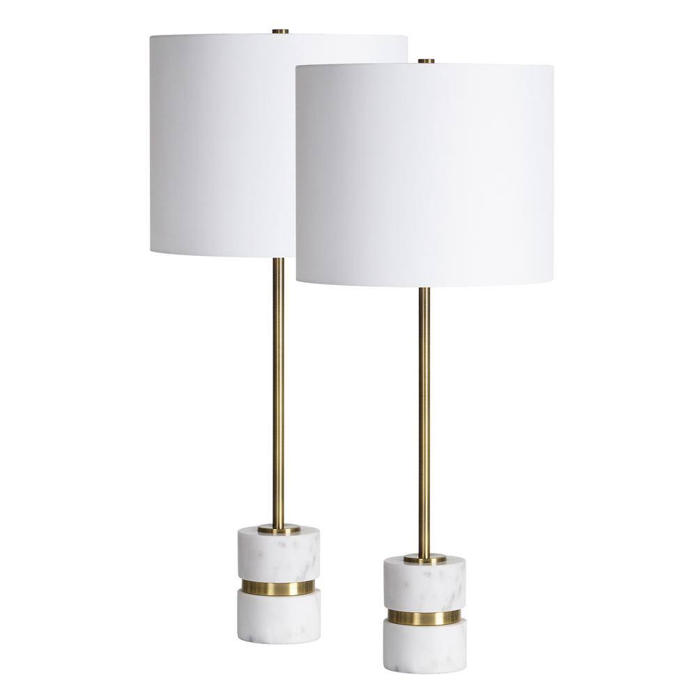 Notre Dame Design Lonny 28.75 in. Table Lamps with Off White Cotton