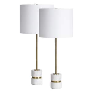 Lonny 28.75 in. Table Lamps with Off White Cotton Shade (set of 2)